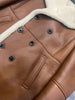 Men’s Genuine Shearling Leather Coat Brown Merino Wool