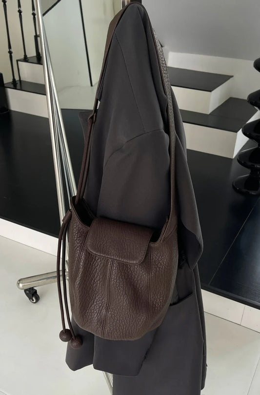 Women’s Genuine Leather Pumpkin Bucket Bag Brown