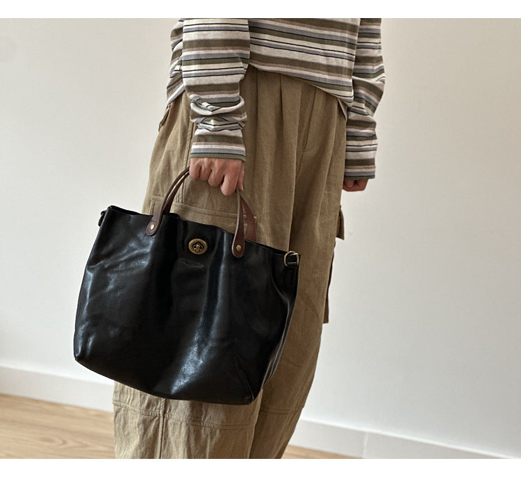 Real Leather Crossbody Office Purse with Strap