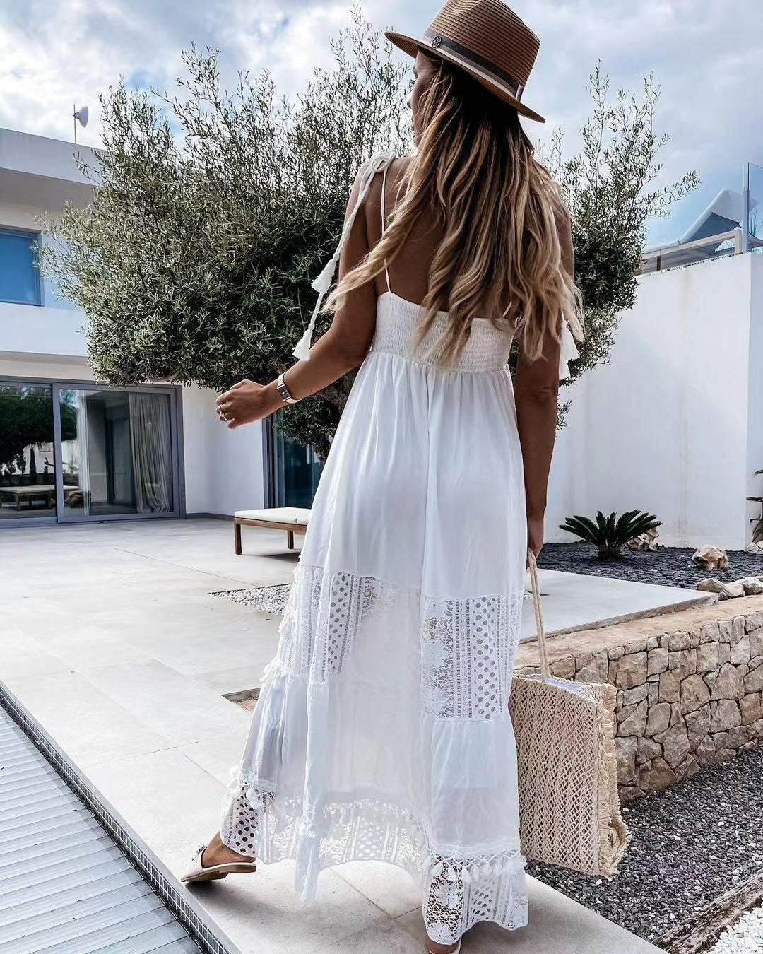 White Crochet Lace Maxi Summer Dress