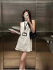 White linen backless mini dress spaghetti strap summer casual