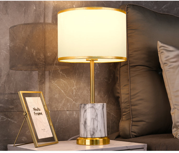 Modern scandinavian marble table lamp gold trim