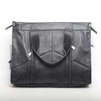 Black Leather Laptop Bag Messenger Shoulder Purse