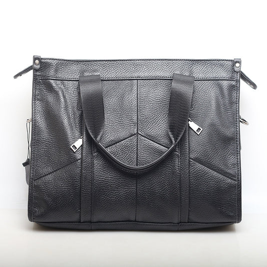 Black Leather Laptop Bag Messenger Shoulder Purse