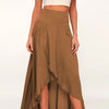 high waisted maxi flared skirt