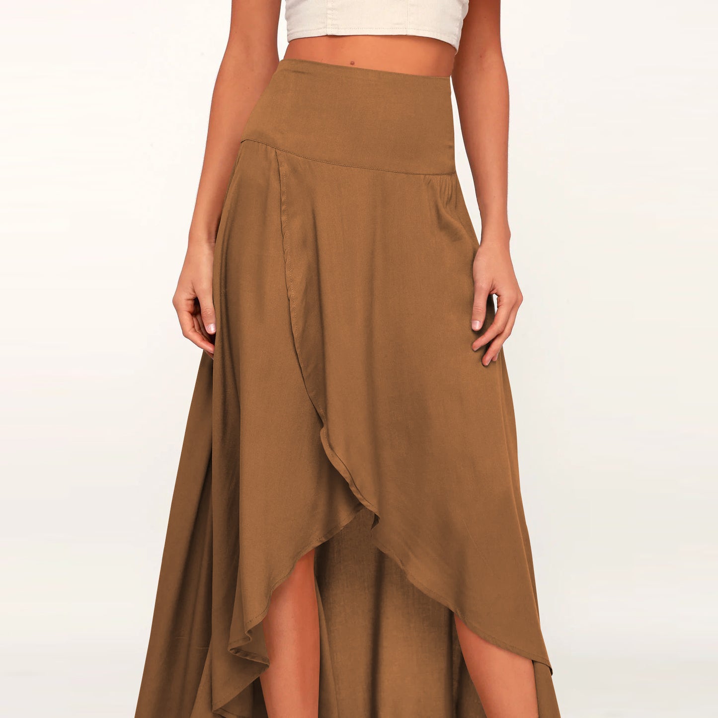 high waisted maxi flared skirt