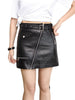 Faux Leather Buckle Belted Mini Skirt