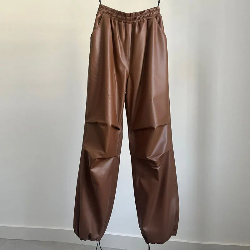 Genuine Sheepskin Leather Jogger Pants 1 S