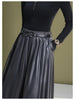 Leather maxi skirt with belt