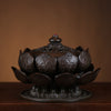 Lotus Incense Burner with Lid and Dark Bronze-Tone Finish