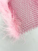 pink rhinestone fishnet mesh festival outfit feather trim women