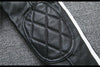Men’s Genuine Leather Biker Jacket with Racing Stripes