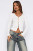 black fitted button-up top with a v-neckline