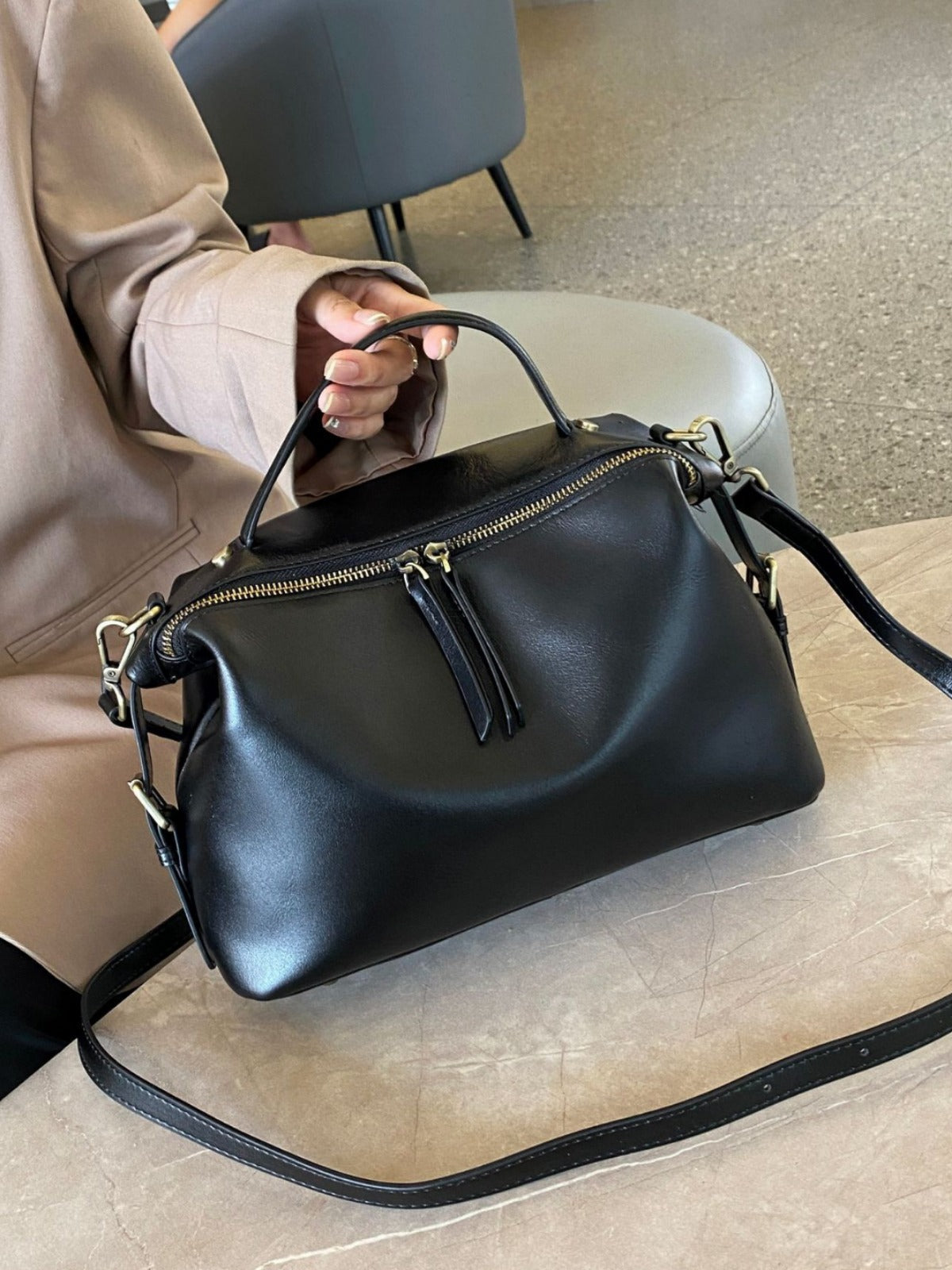 Women Leather Dumpling Crossbody Bag