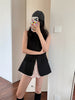 Linen womens sleeveless button up vest