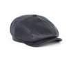 Men's leather newsboy cap with sheepskin