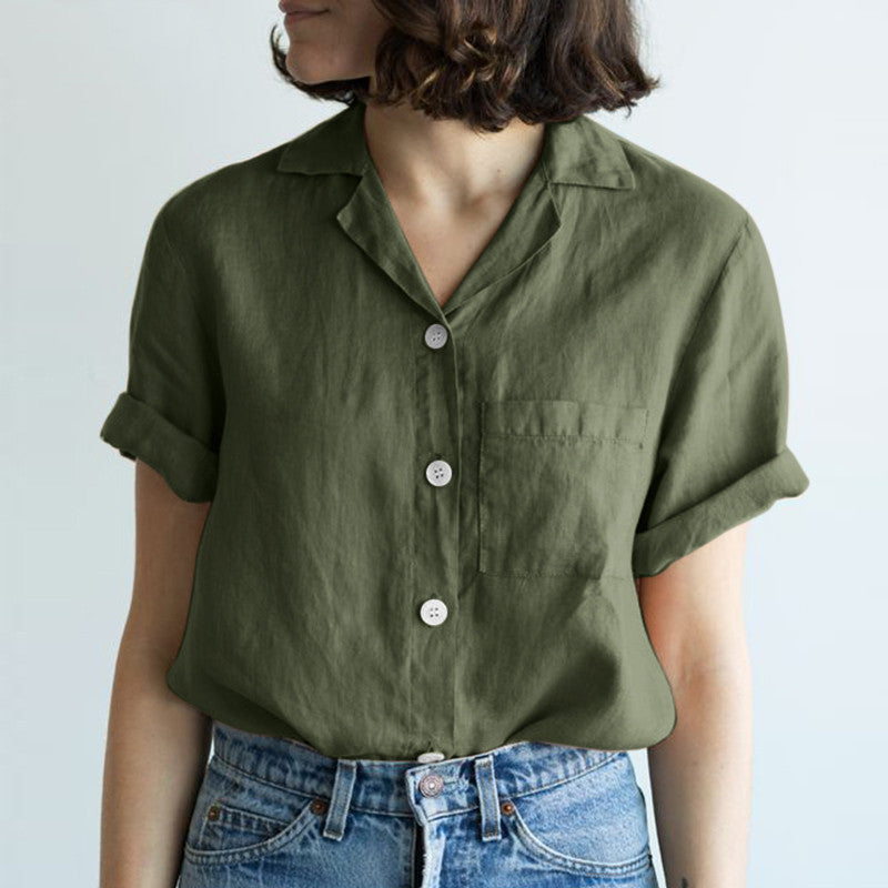 summer short sleeve button down shirts for women