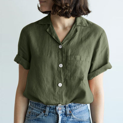 summer short sleeve button down shirts for women