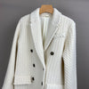 Women Cashmere Wool Double Breasted Knit Blazer