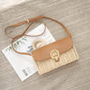 Rattan Crossbody Bag with Leather Flap