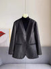Leather Woven Jacket for Women Loose Fit Suit Style Blazer
