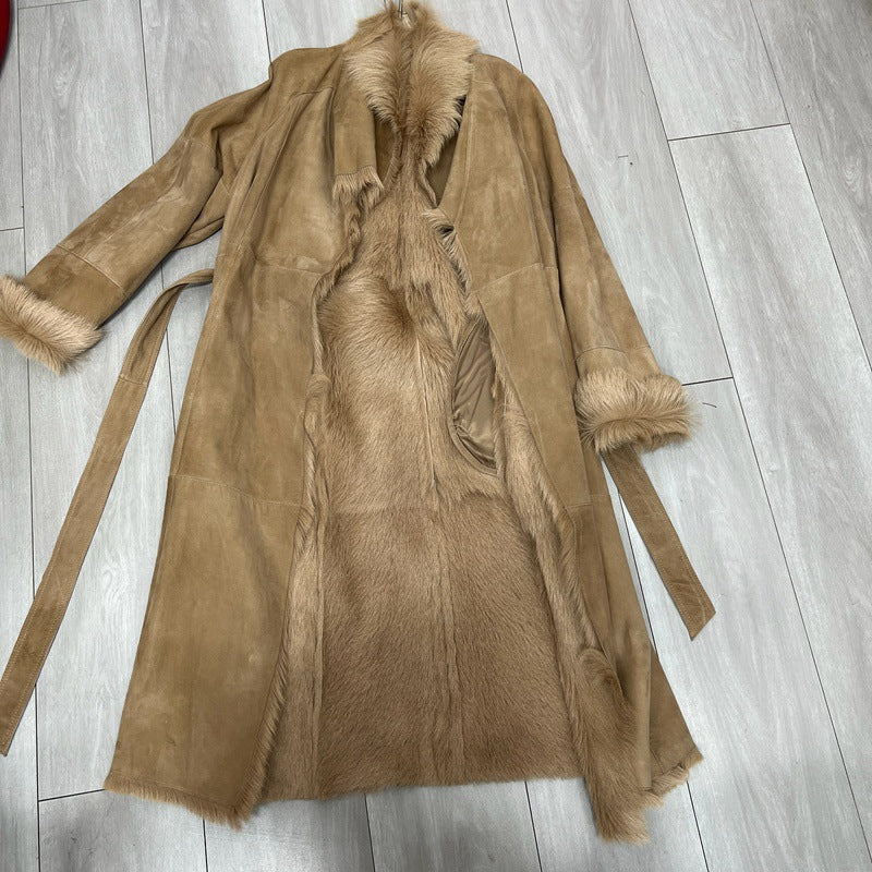 Women’s Cashmere Fur Mid-Length Trench Coat