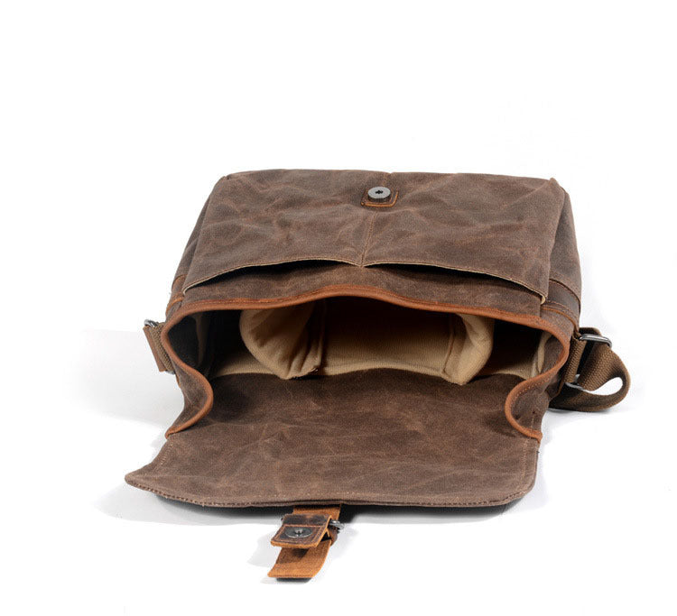 Vintage Canvas DSLR Camera Bag with Buckle Flap and Shoulder Strap