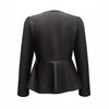 Black Faux Leather Peplum Jacket for Women