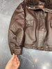 Women waxed leather aviator fur down jacket
