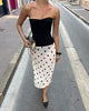 Women Polka Dot Satin Midi Skirt High Waist French Acetate Drape