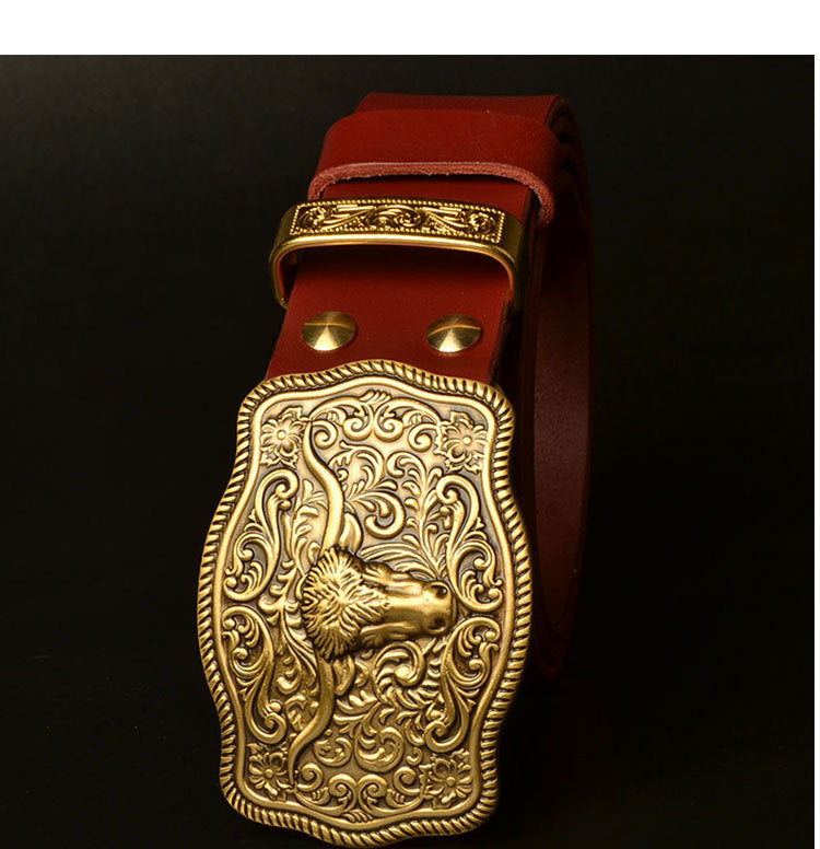 Men’s Western Ox Buckle Full Grain Cowhide Belt