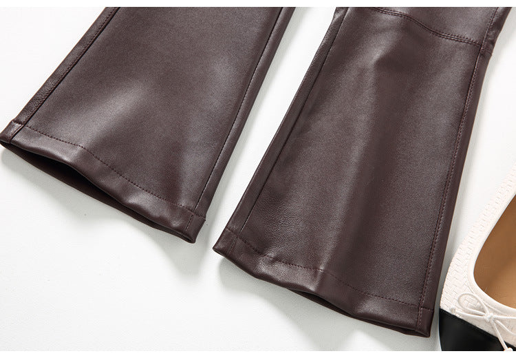 Women’s Flared Leather Pants High Waisted Cropped