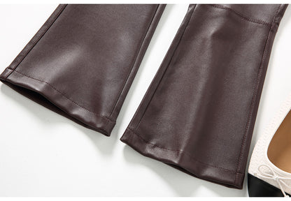 Women’s Flared Leather Pants High Waisted Cropped