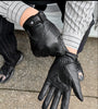 Men’s Black Leather Gloves for Driving, Motorcycle Riding and Touchscreen Use