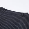 Women Navy Blue Pinstripe Blazer Skirt Set Two-Piece Outfit