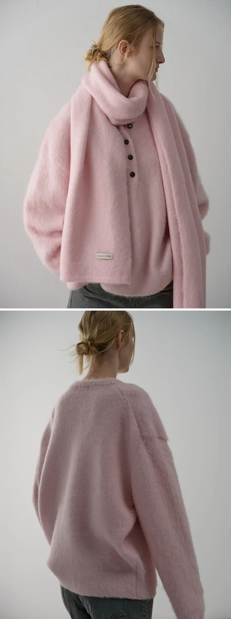 Facade pattern alpaca wool sweater women