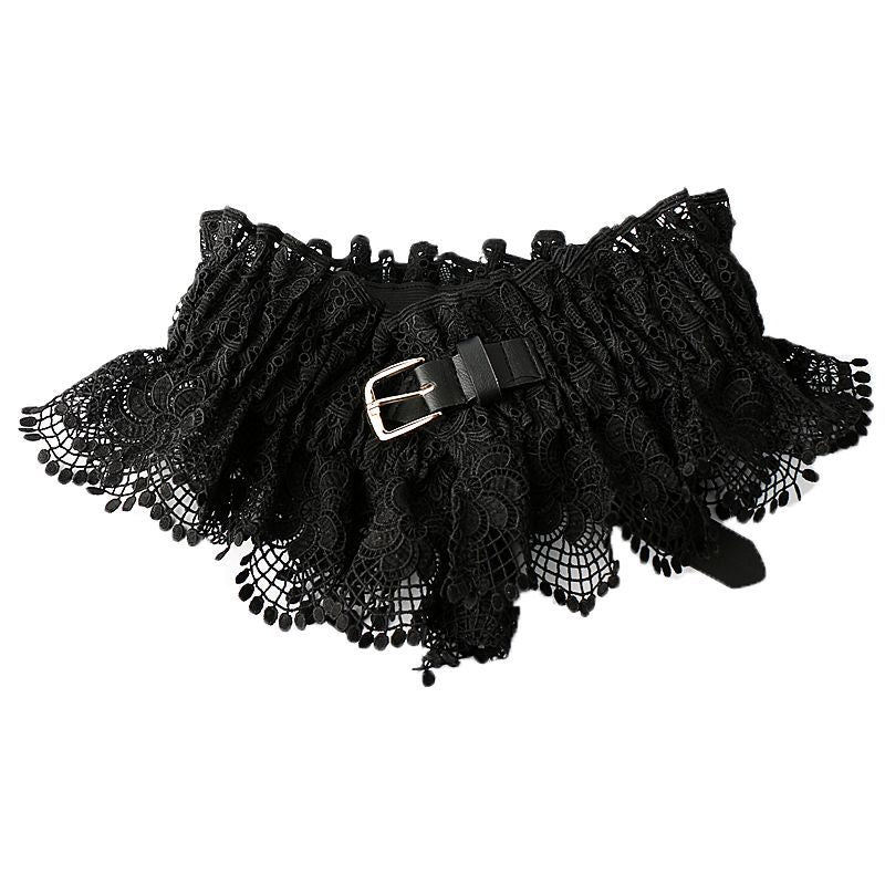 Women’s Wide Lace Waist Belt with Elastic Back Design