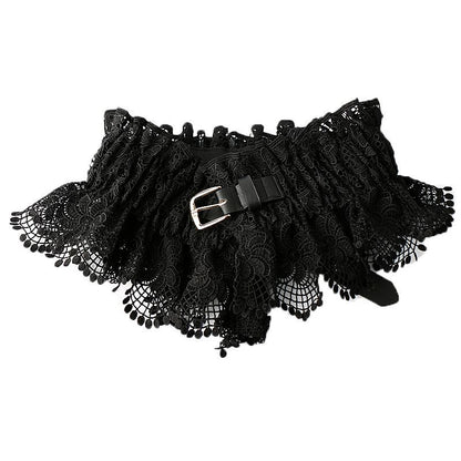 Women’s Wide Lace Waist Belt with Elastic Back Design