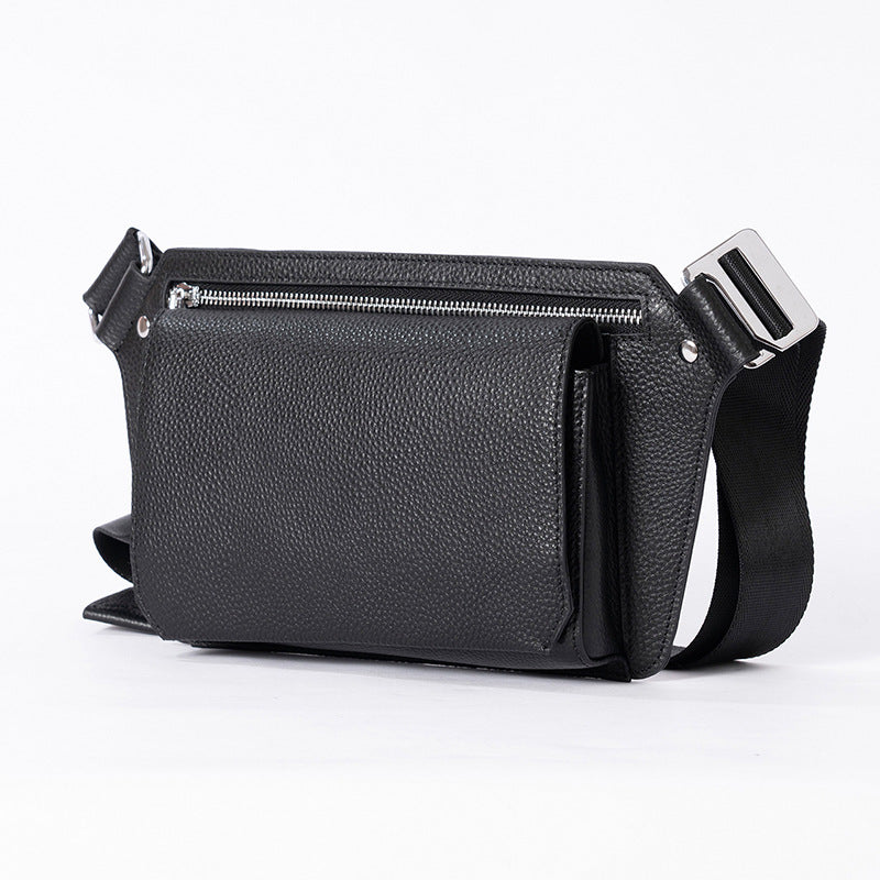 Men's Small Leather Chest Bag with Strap