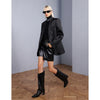 Women’s Crocodile Embossed Genuine Leather Bermuda Shorts