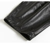 Women Black Genuine Leather Baggy Pants Loose Fit Wide Leg