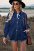 Oversized Lightweight Denim Shirt Jacket With Frayed Hem