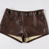 Women faux leather low rise ring-waist shorts