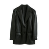 Women's faux leather blazer with suit collar pu