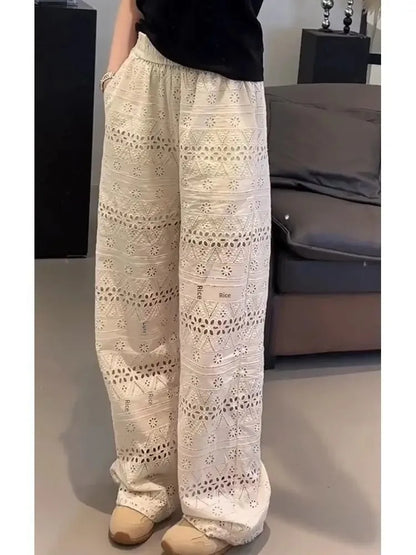 Women Wide Leg Summer Trousers High Waist