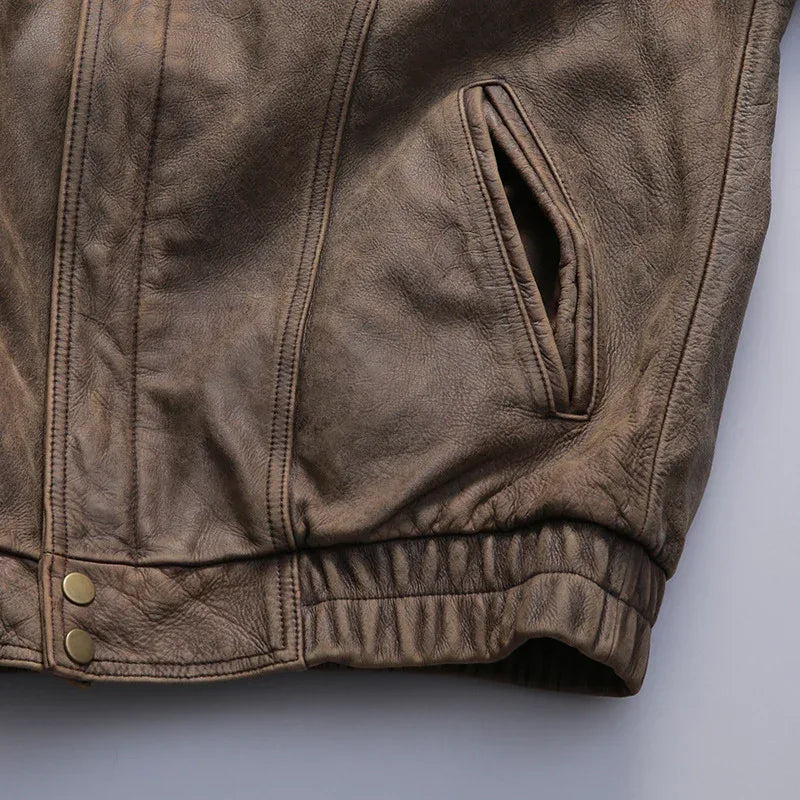 Men’s Vintage Distressed Nubuck Leather Jacket