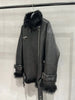 Women Leather Jacket with Real Fur Lining Moto Bomber Style