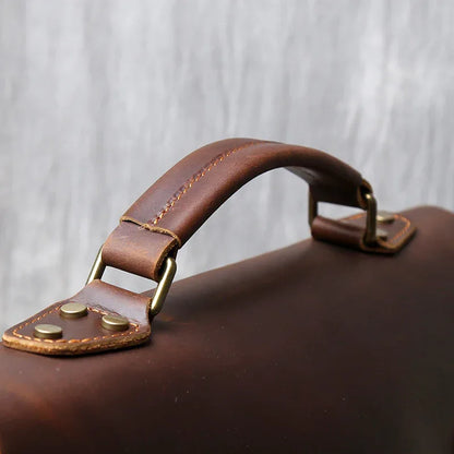 Leather messenger bag briefcase for men