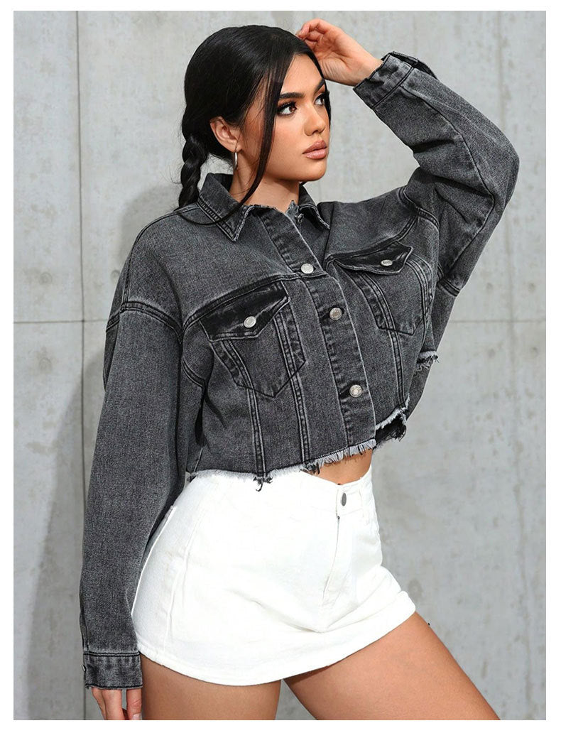 women Drop Shoulder Denim Jacket