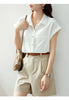 white button down shirt short sleeve women's